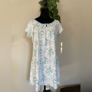Kathryn Elegant Floral Dress pijama vintage with Blue Flowers Size L